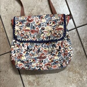 Sakroots Red and Blue Crossbody Bag with Bohemian Flair